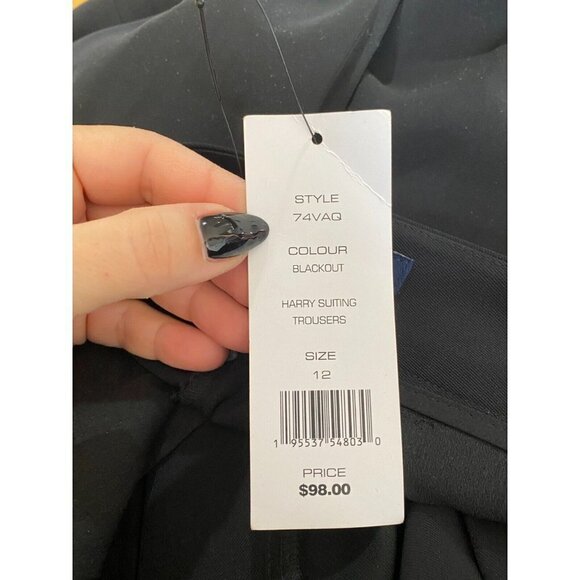 French Connection BNWT sz 12 pant "Harry Suiting Trousers" black women wide leg - Picture 6 of 7